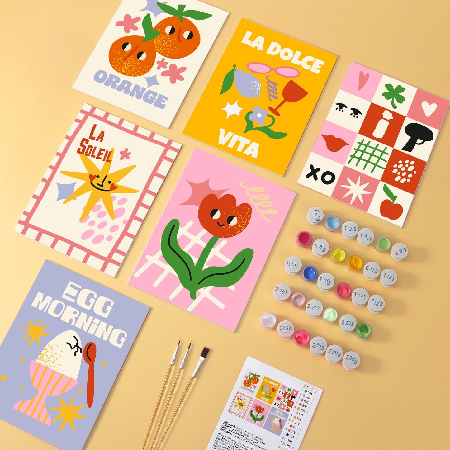 Sunny Side & Spritz – Set of 6 Mini Paintings