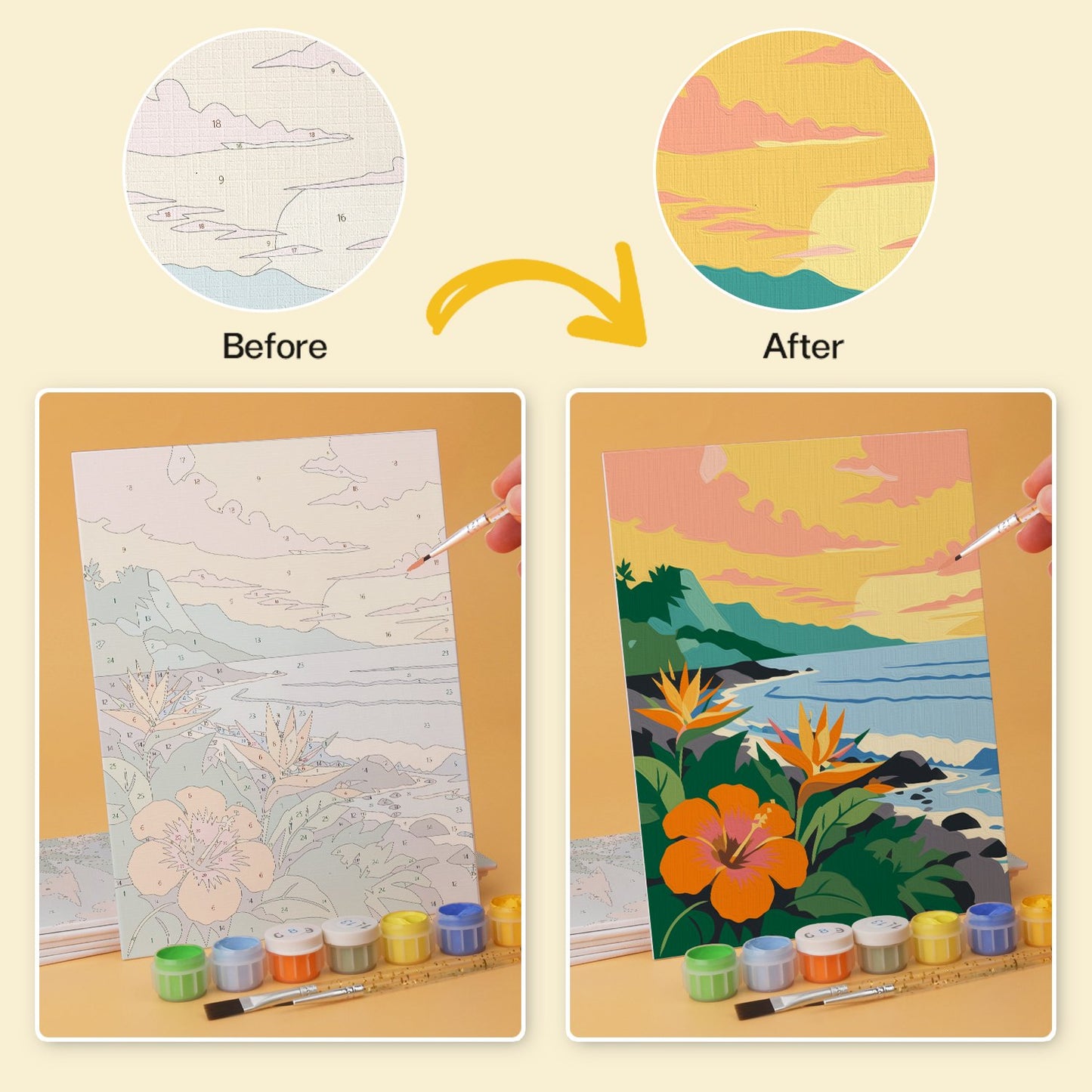 Tropical Shores – Set of 6 Mini Paintings