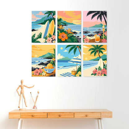 Tropical Shores – Set of 6 Mini Paintings