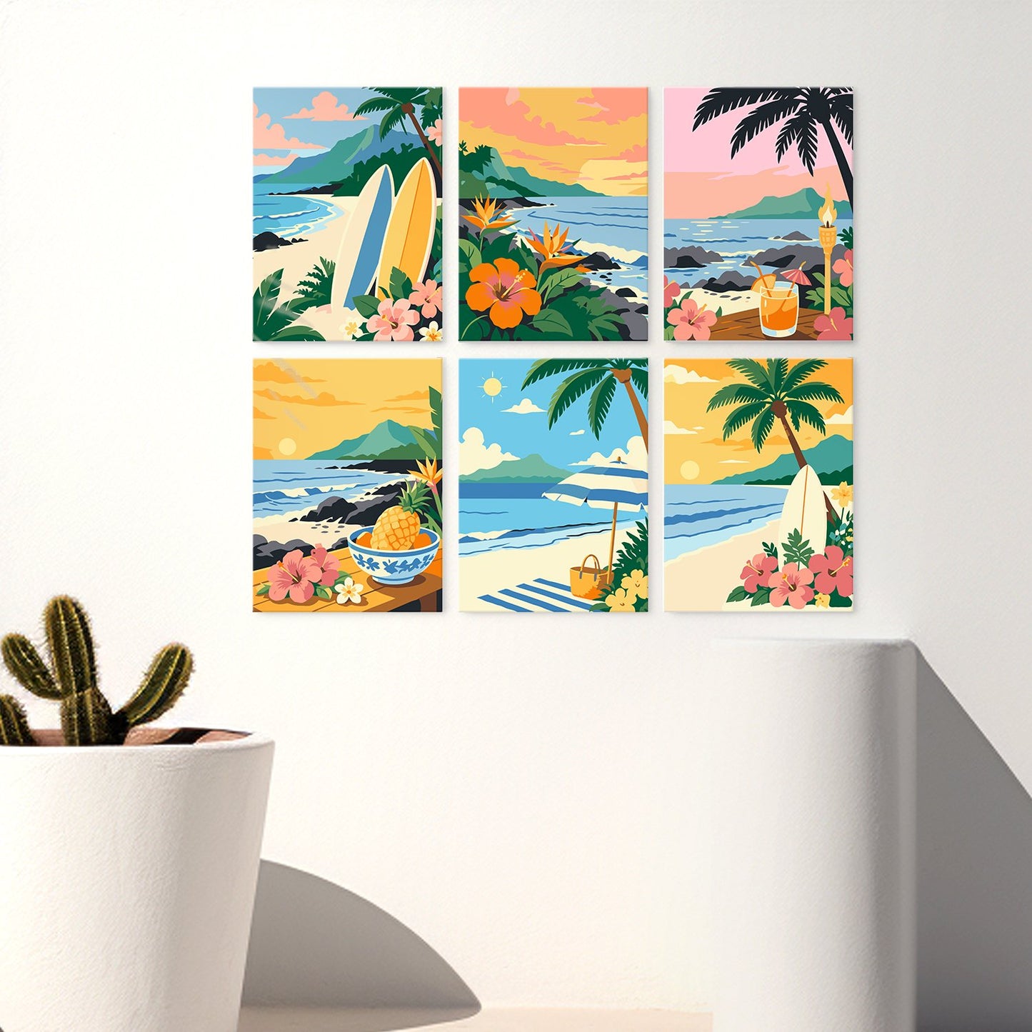 Tropical Shores – Set of 6 Mini Paintings
