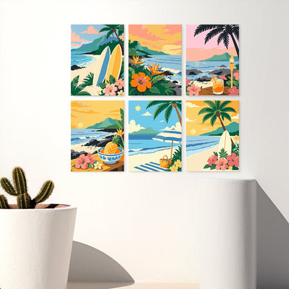 Tropical Shores – Set of 6 Mini Paintings