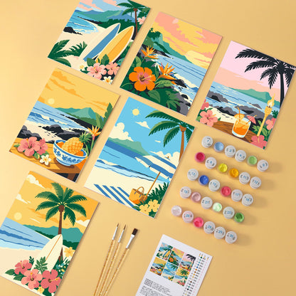 Tropical Shores – Set of 6 Mini Paintings
