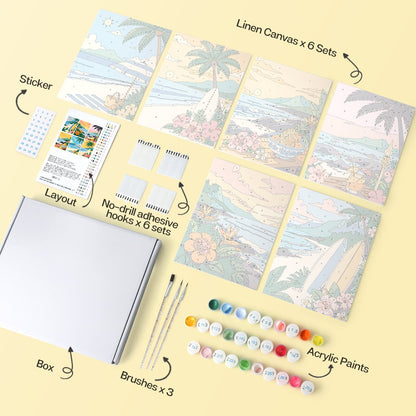 Tropical Shores – Set of 6 Mini Paintings