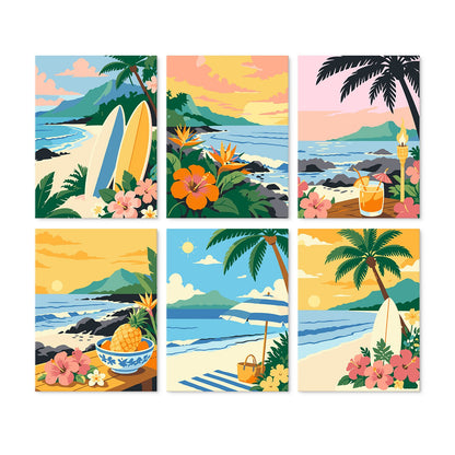 Tropical Shores – Set of 6 Mini Paintings