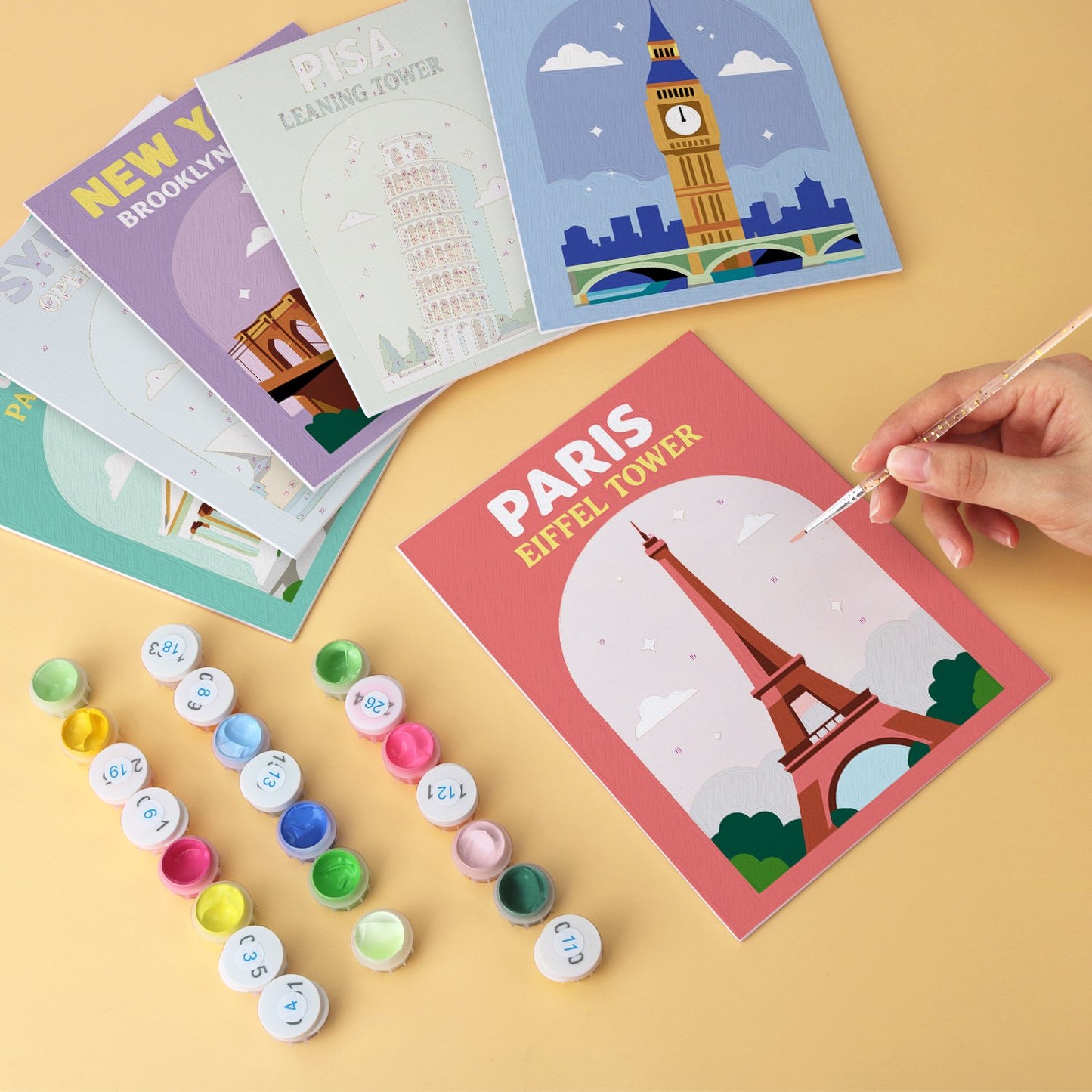 World Landmarks – Set of 6 Mini Paintings