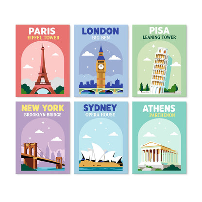 World Landmarks – Set of 6 Mini Paintings