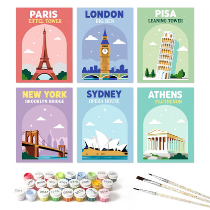 World Landmarks – Set of 6 Mini Paintings