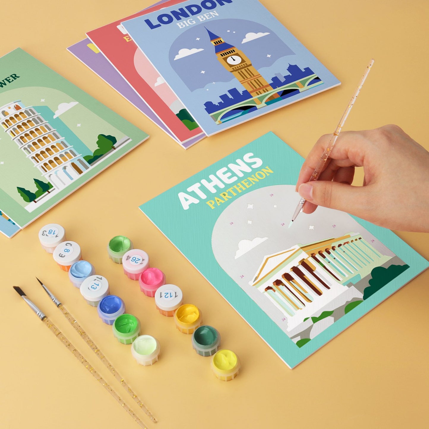 World Landmarks – Set of 6 Mini Paintings