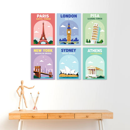 World Landmarks – Set of 6 Mini Paintings