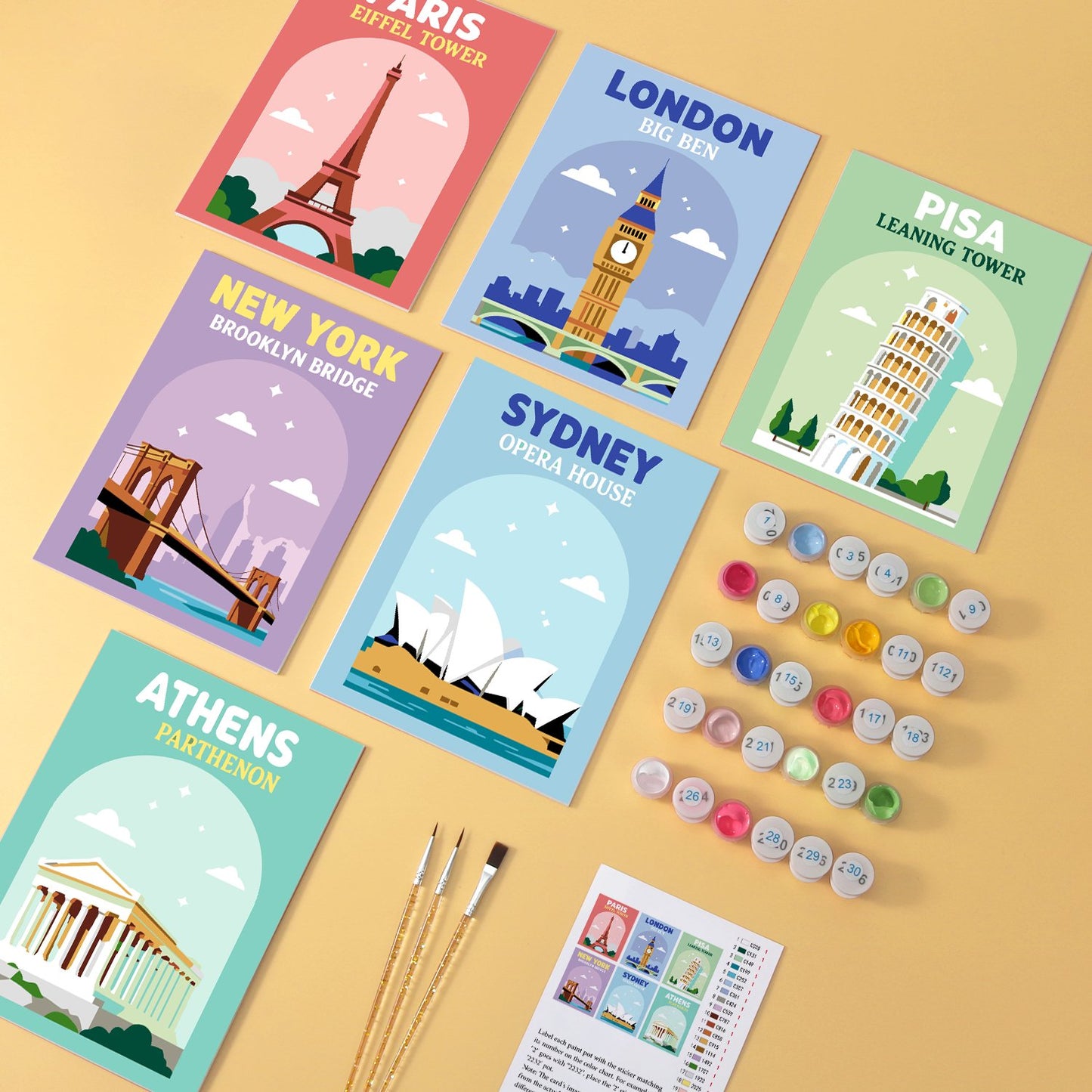 World Landmarks – Set of 6 Mini Paintings