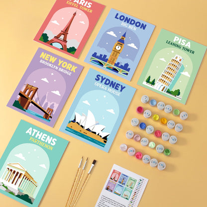 World Landmarks – Set of 6 Mini Paintings