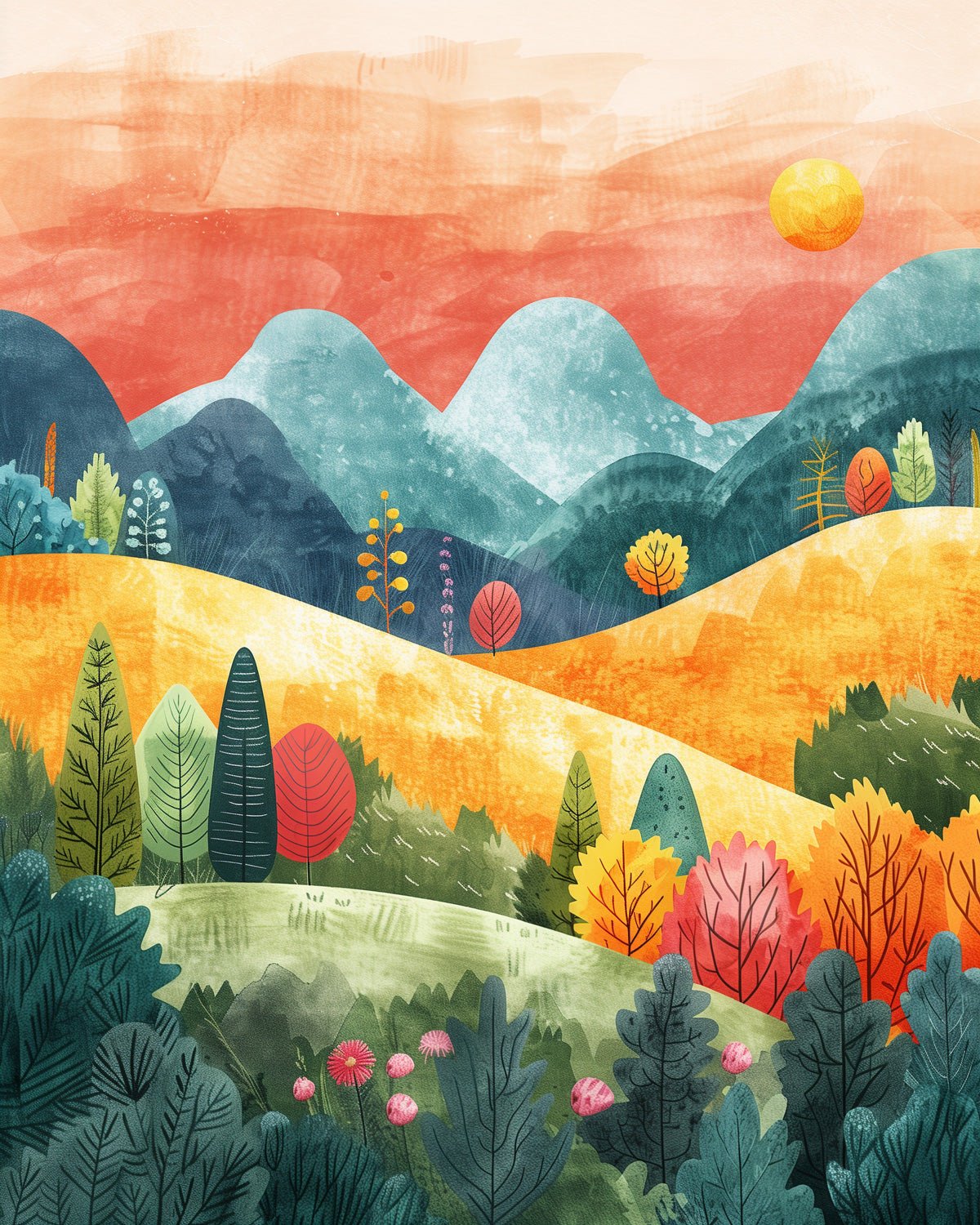 Abstract Colorful Landscape - miicreative - Paint by Numbers Fixed Kit