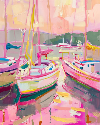 Abstract Sailboats at Sunset - miicreative