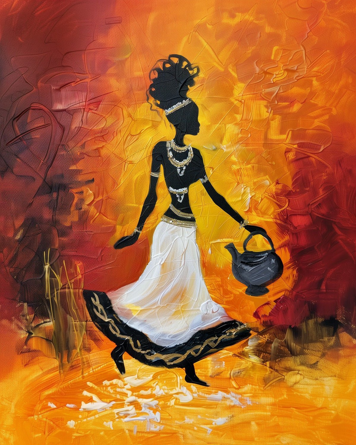 African Elegance: Woman with Jug - miicreative