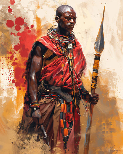 African Masai Warrior - miicreative - Paint by Numbers Custom Kit
