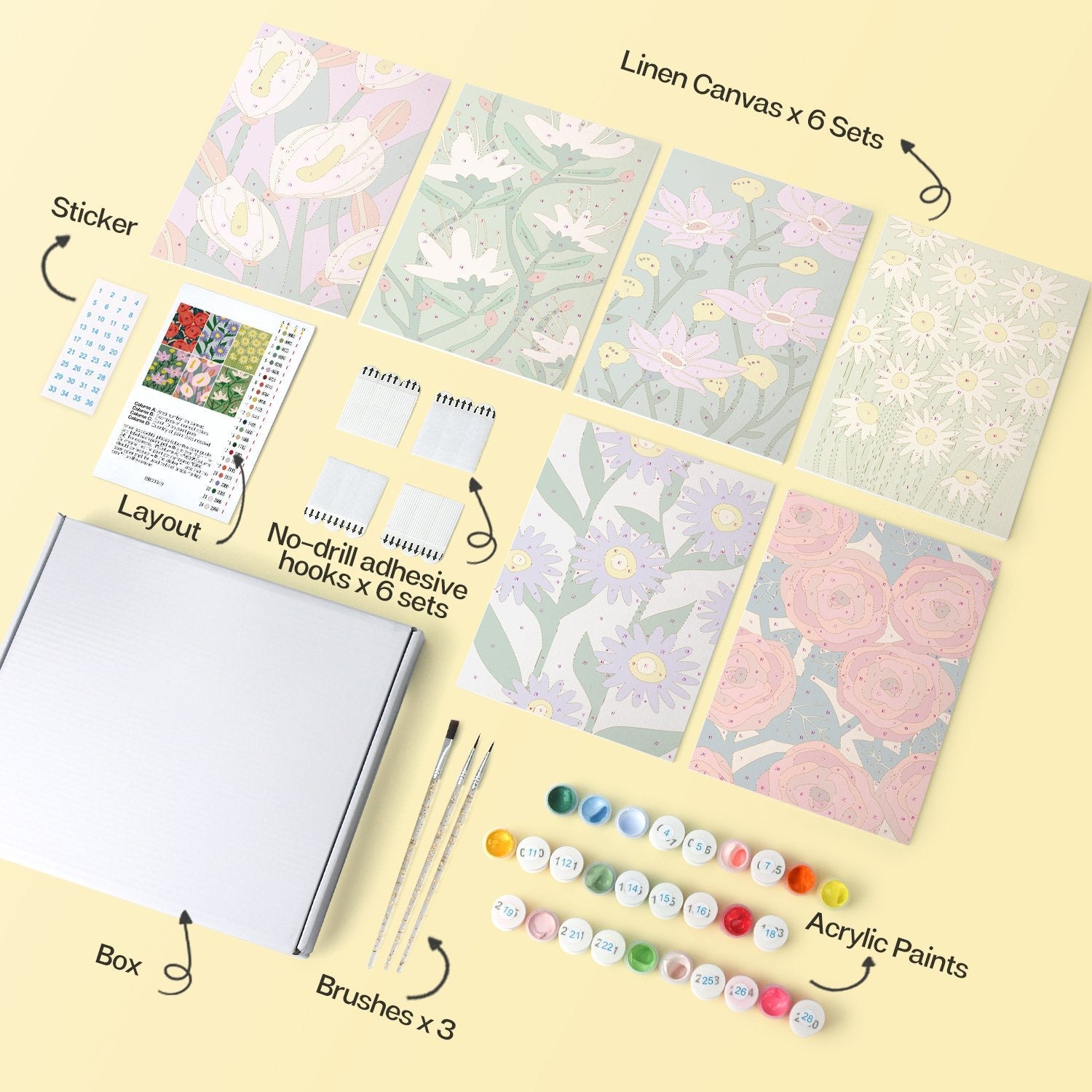 Bloom Garden – Set of 6 Mini Paintings - miicreative