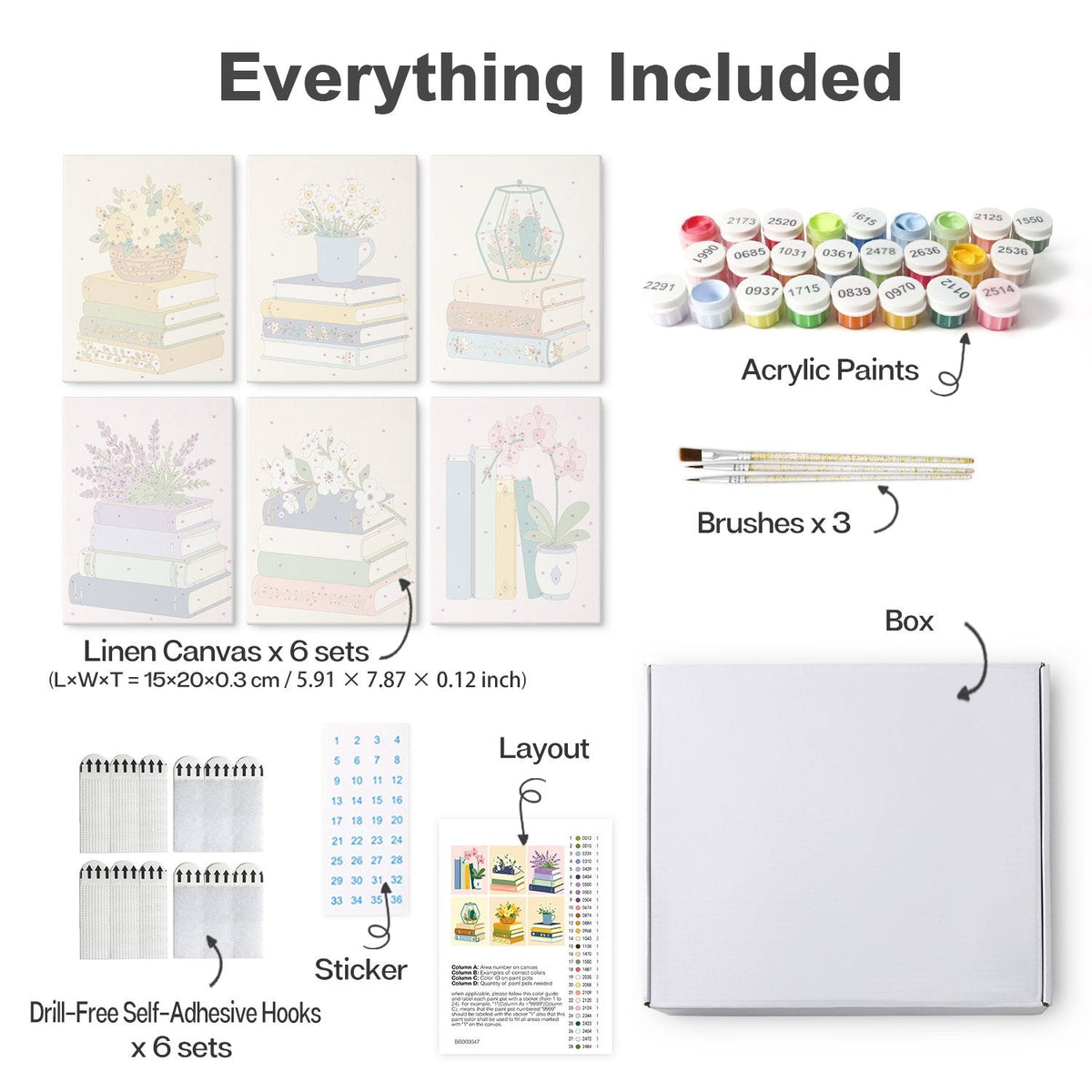 Blooming Books – Set of 6 Mini Paintings - miicreative