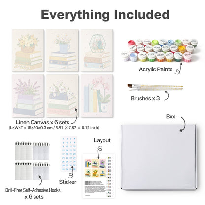 Blooming Books – Set of 6 Mini Paintings - miicreative