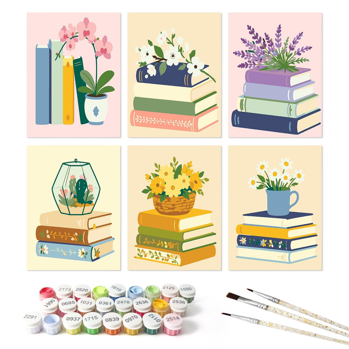 Blooming Books – Set of 6 Mini Paintings - miicreative