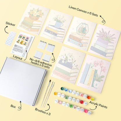 Blooming Books – Set of 6 Mini Paintings - miicreative