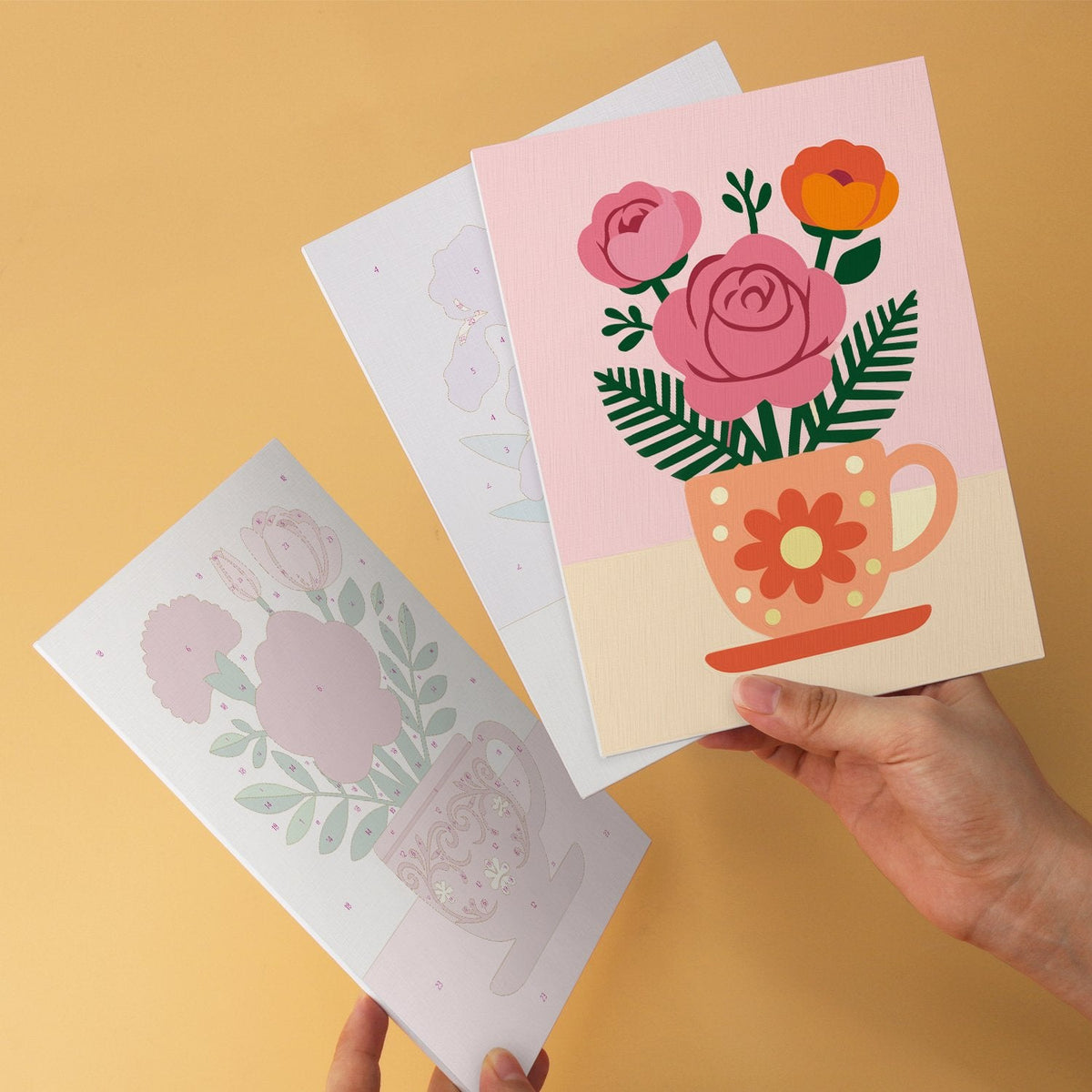 Blooming Teacups – Set of 6 Mini Paintings - miicreative