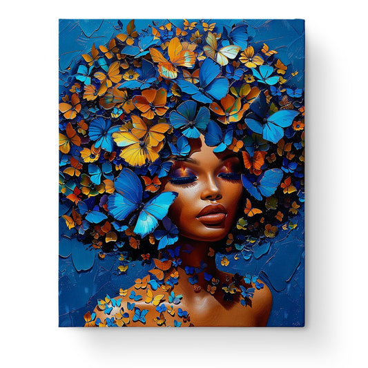 Blue and Orange Butterfly Dream - Floral Women - miicreative