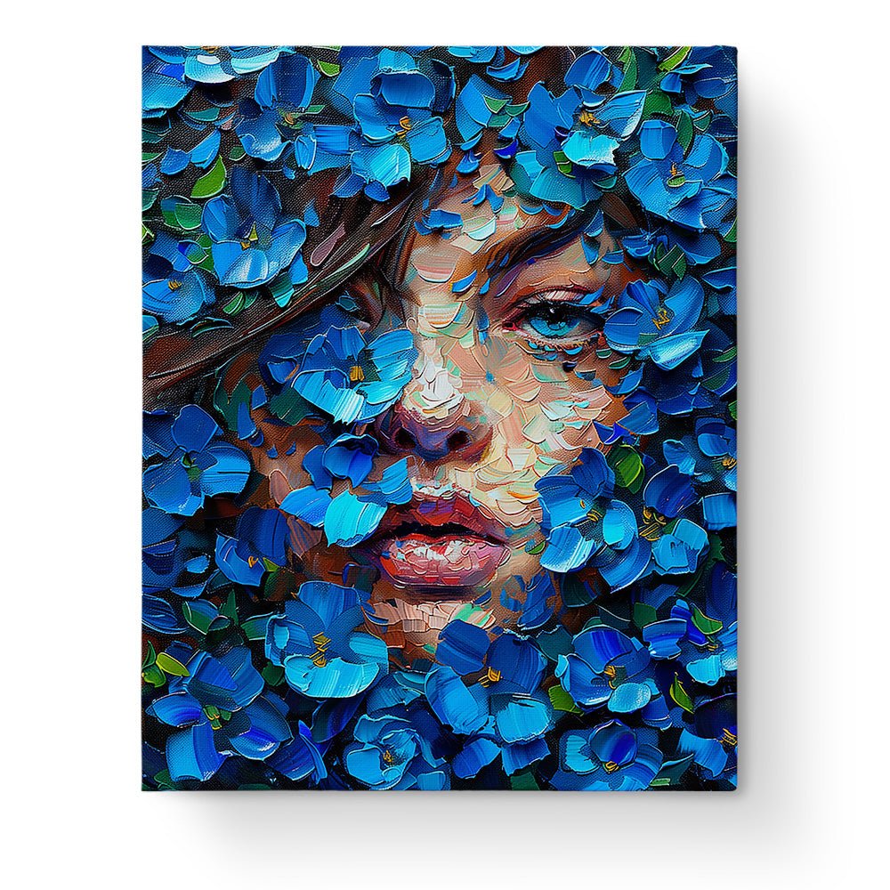 Blue Blossom Portrait - Floral Women - miicreative