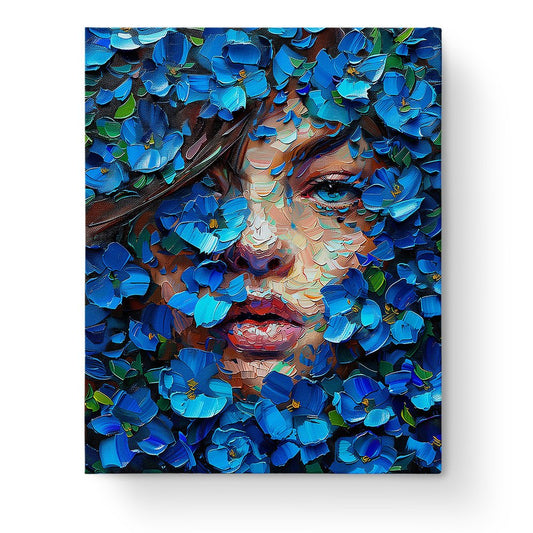 Blue Blossom Portrait - Floral Women - miicreative