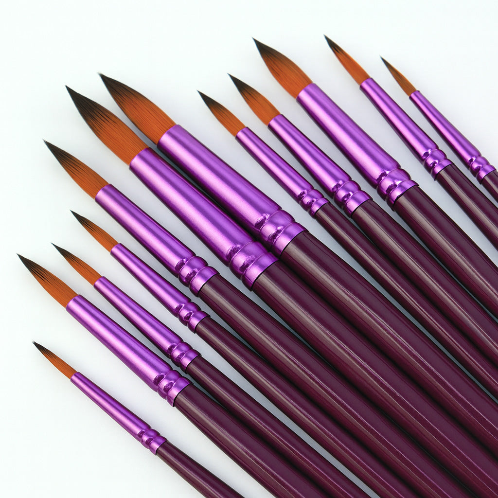Premium Paintbrush Set - 12 Pcs for Acrylic, Watercolor