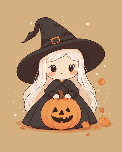 Charming Witch with Pumpkin - Halloween - miicreative