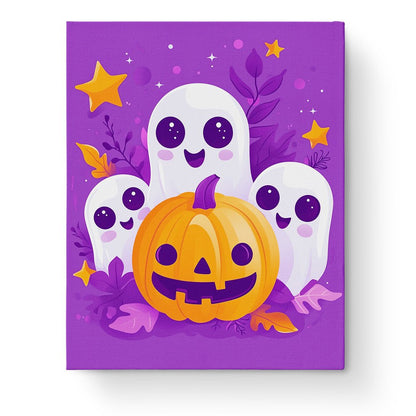 Cheerful Ghosts and Pumpkin - Halloween - miicreative