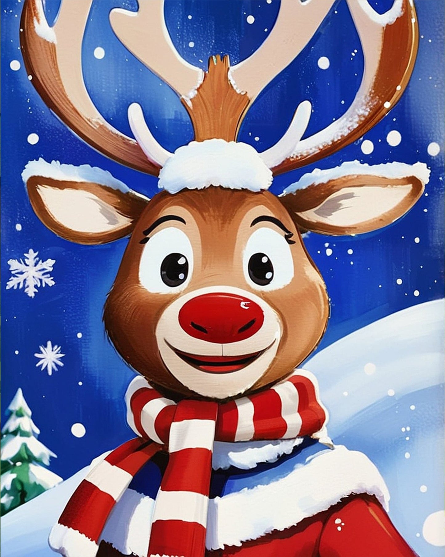 Cheerful Reindeer with Scarf - Kids - miicreative