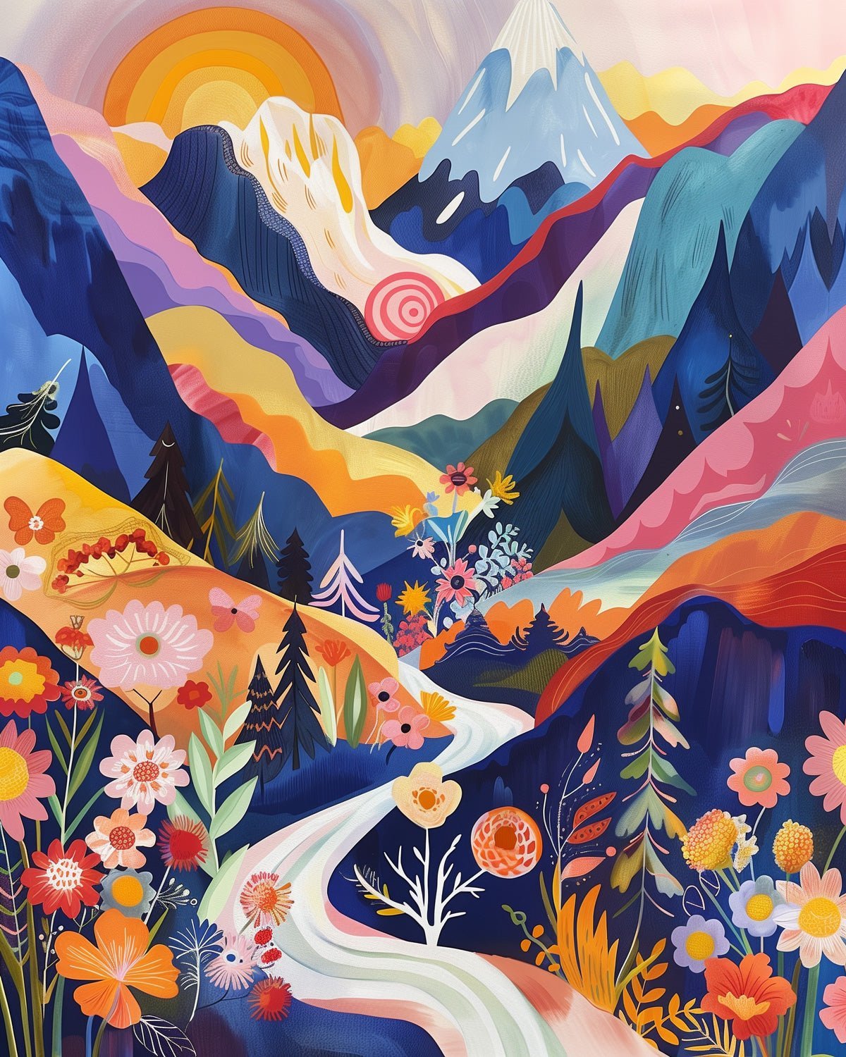 Colorful Abstract River Landscape - miicreative