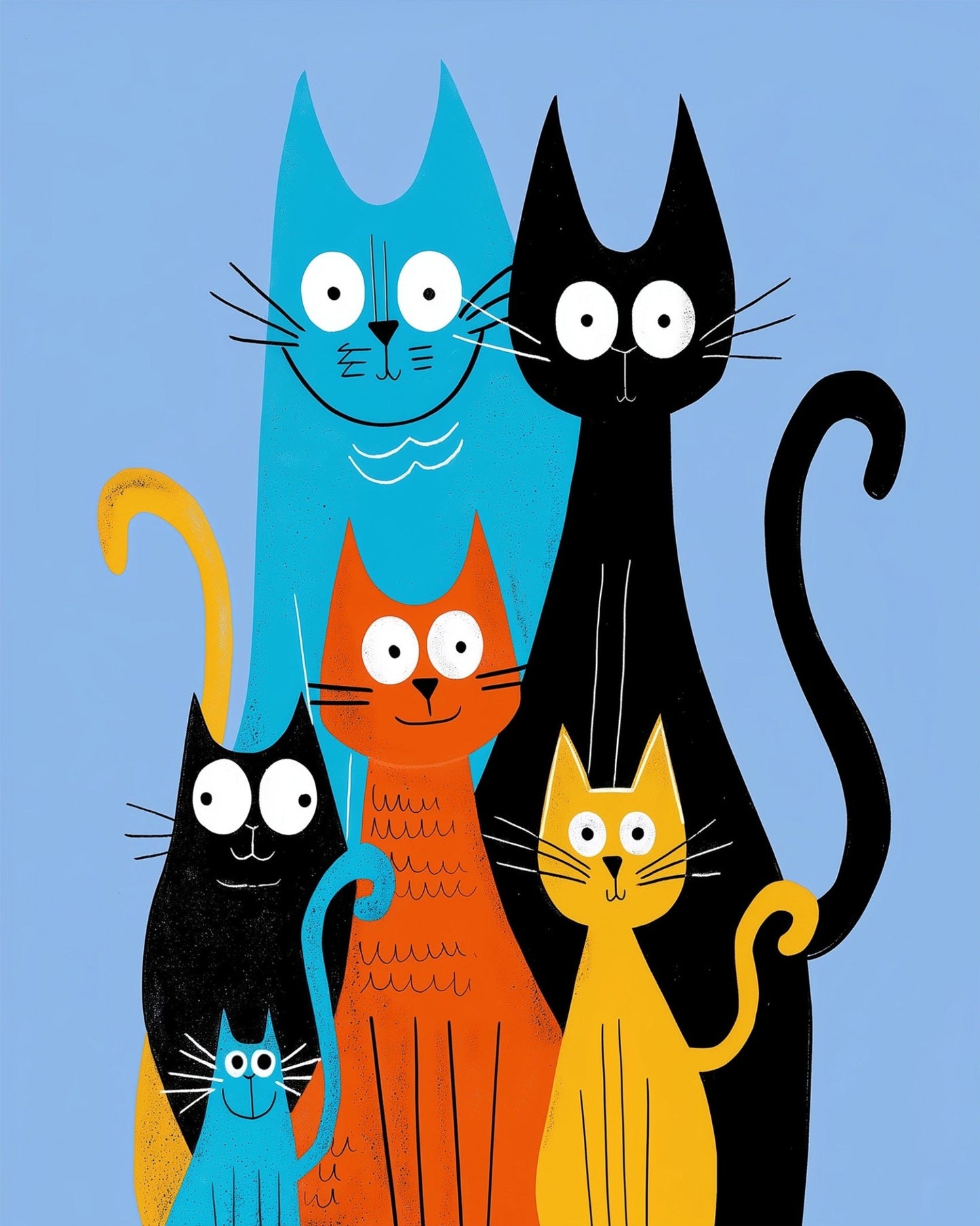 Colorful Cat Family - Minimalistic - miicreative