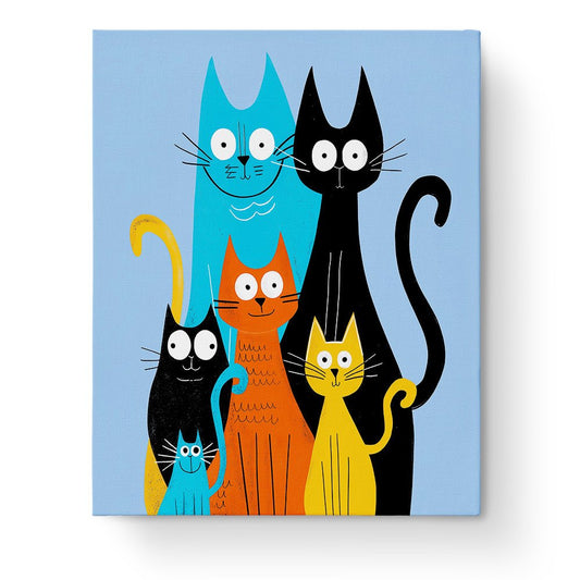 Colorful Cat Family - Minimalistic - miicreative