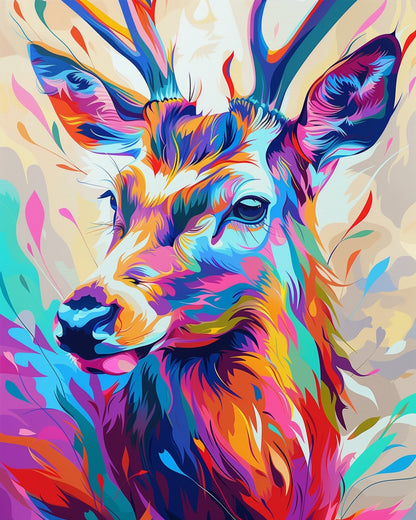 Colorful Deer Portrait - Abstract Animals - miicreative