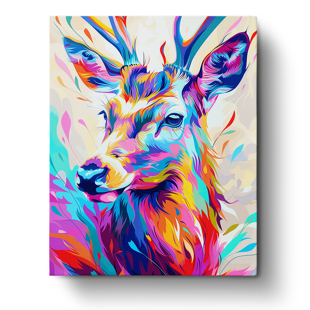 Colorful Deer Portrait - Abstract Animals - miicreative