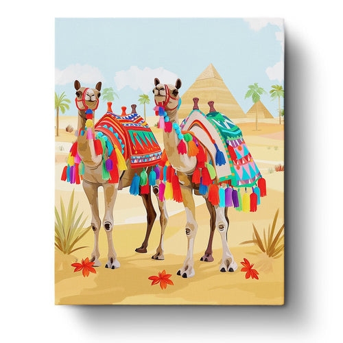 Colorful Egyptian Camels - miicreative - Paint by Numbers Fixed Kit - Pre-designed Kit