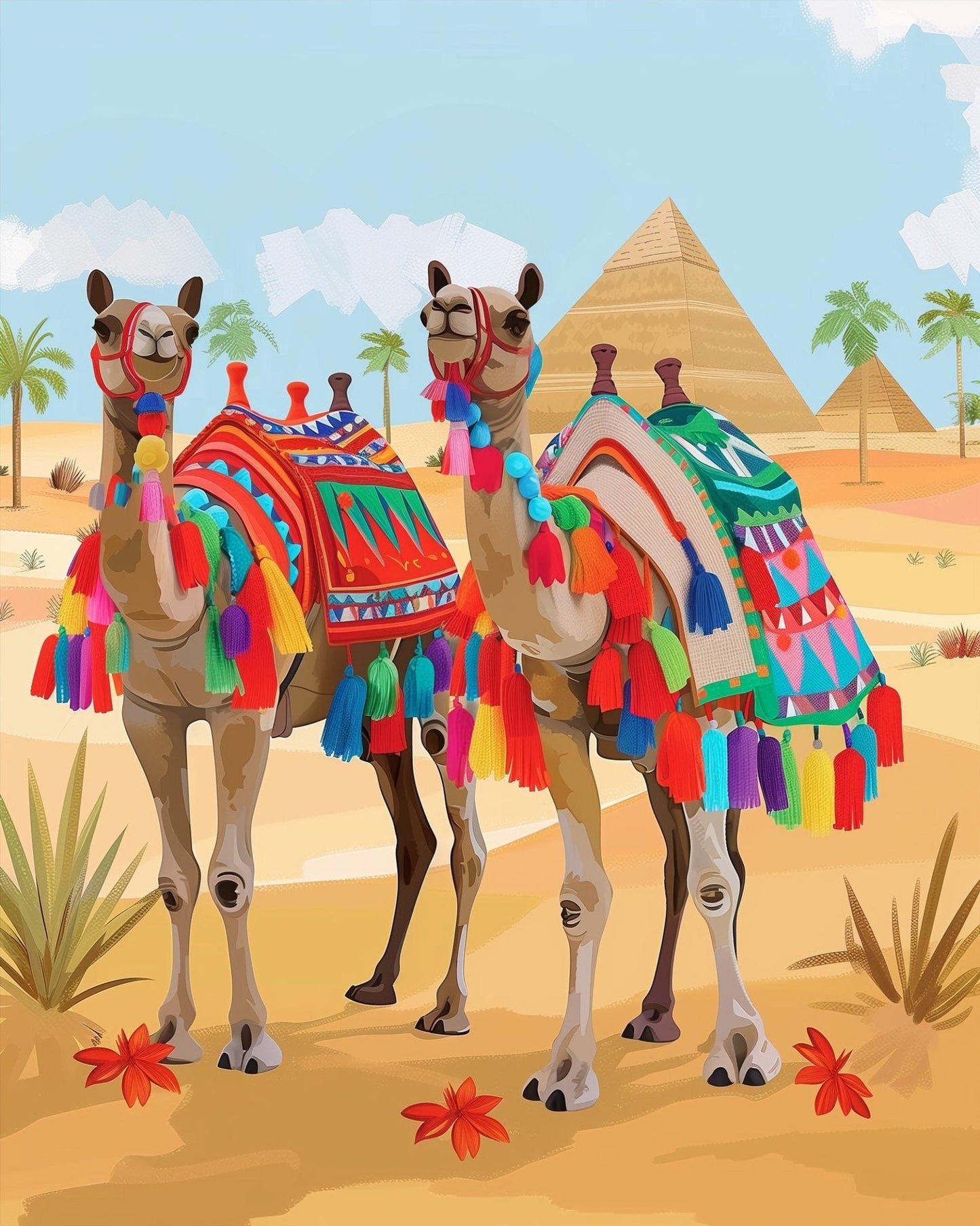 Colorful Egyptian Camels - miicreative - Paint by Numbers Fixed Kit - Pre-designed Kit