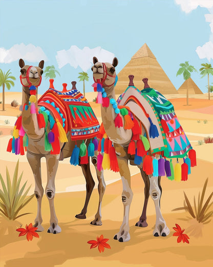 Colorful Egyptian Camels - miicreative - Paint by Numbers Fixed Kit - Pre-designed Kit