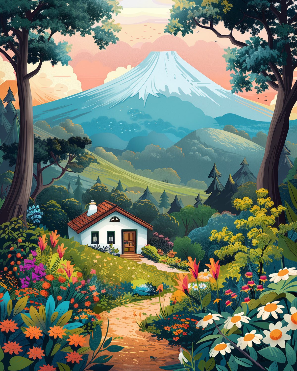 Colorful House Landscape - miicreative - Paint by Numbers Fixed Kit