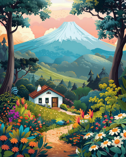 Colorful House Landscape - miicreative - Paint by Numbers Fixed Kit