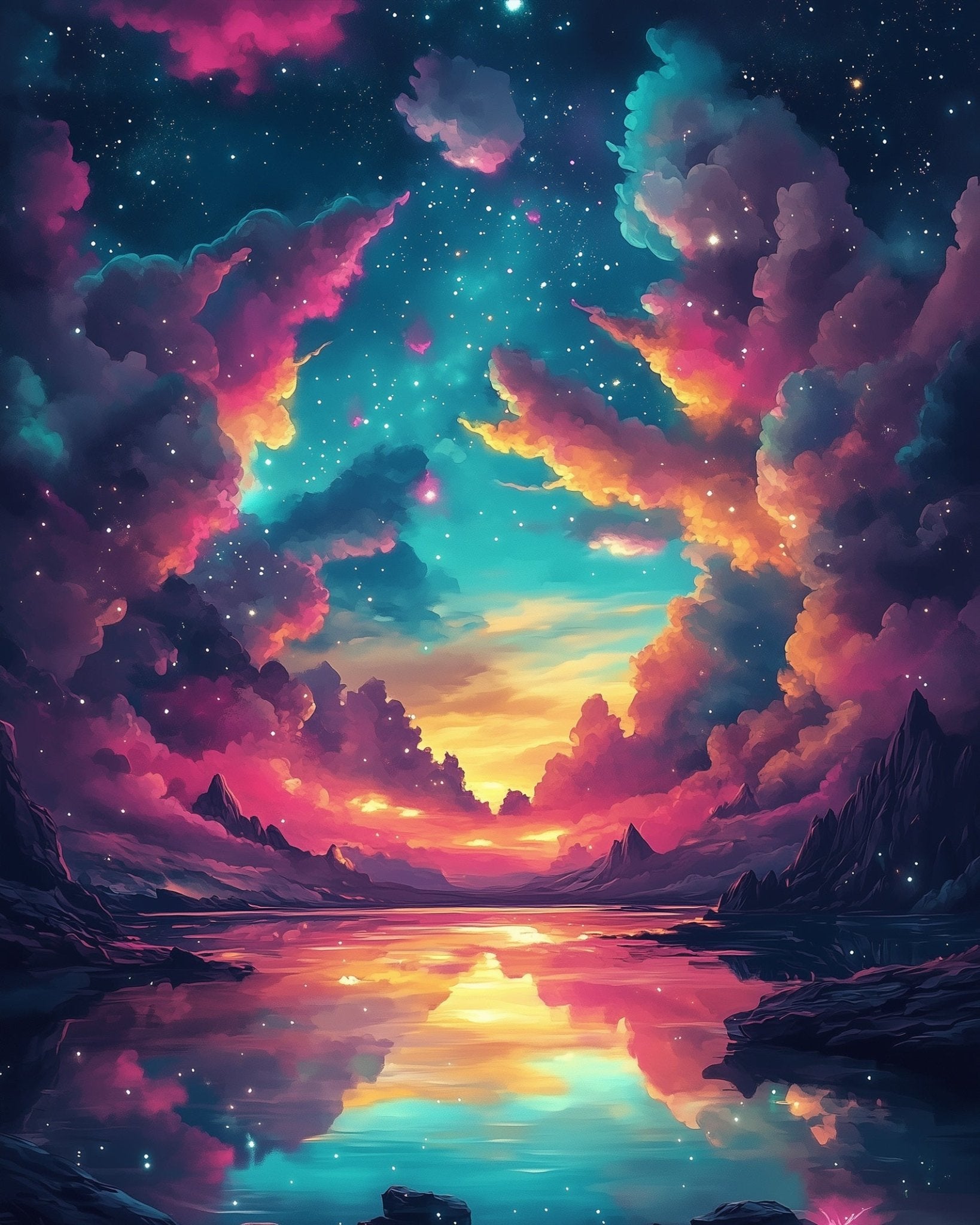 Cosmic Sunset Serenity - Galaxies - miicreative