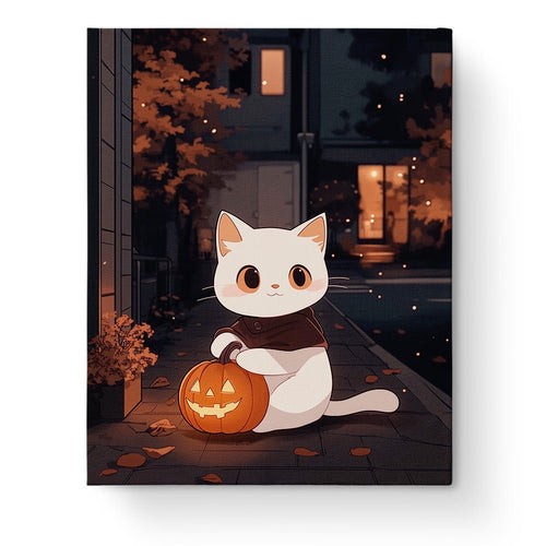 Cozy Cat with Jack - O' - Lantern - Halloween - miicreative