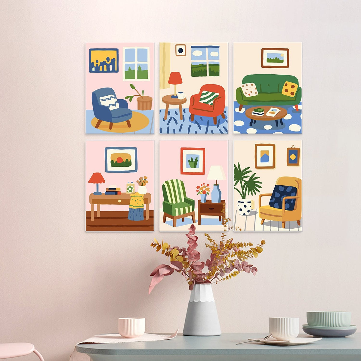 Cozy Corners – Set of 6 Mini Paintings - miicreative