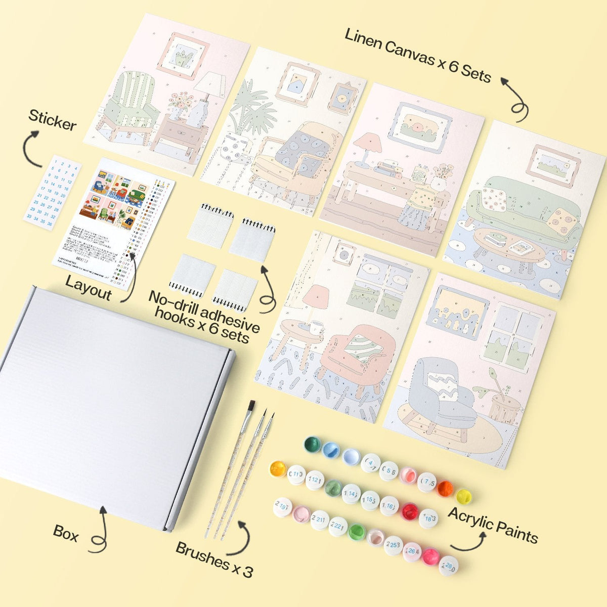 Cozy Corners – Set of 6 Mini Paintings - miicreative
