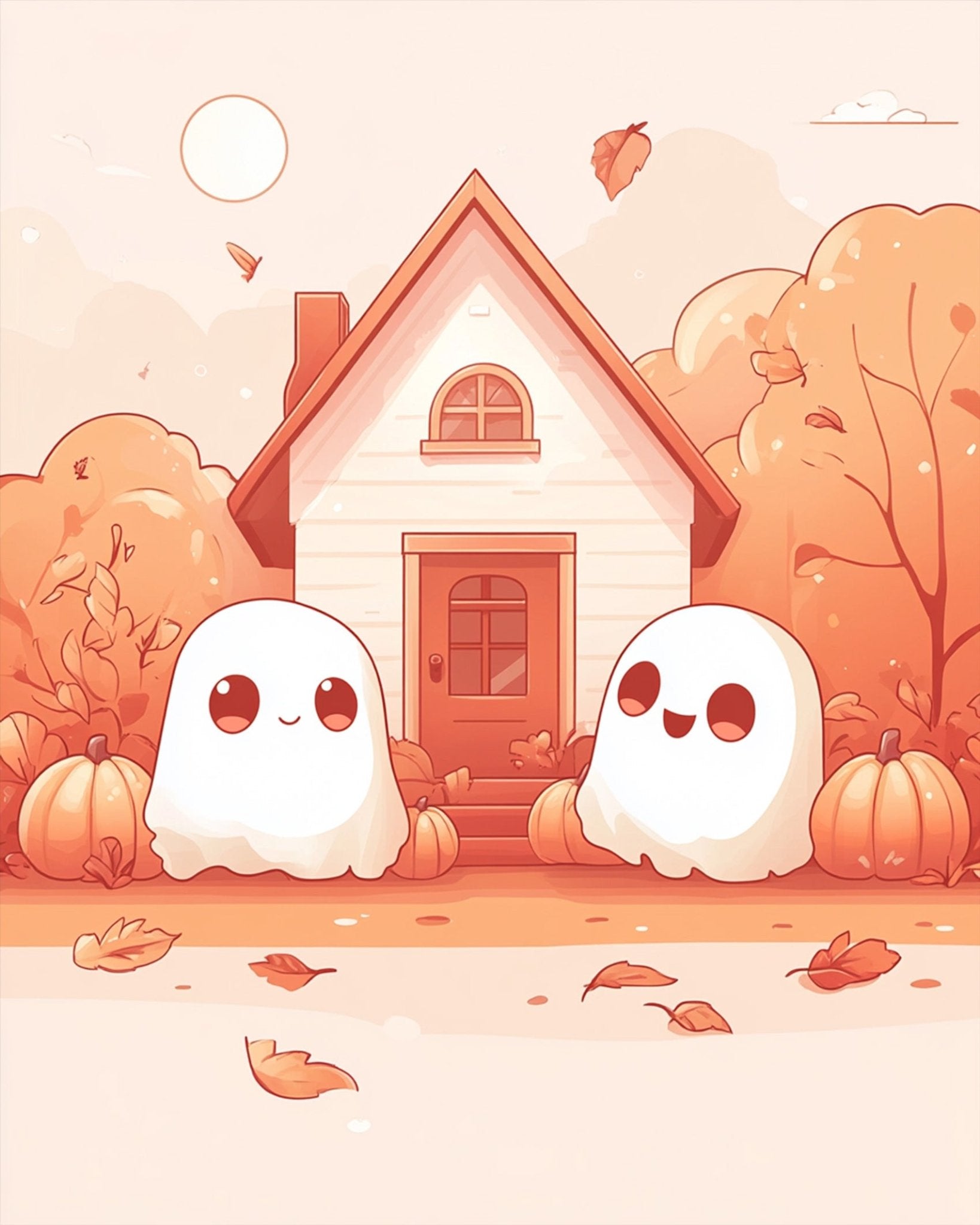 Cozy Ghosts at Autumn Cottage - Halloween - miicreative