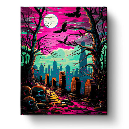 Creepy Moonlit Graveyard - Halloween - miicreative