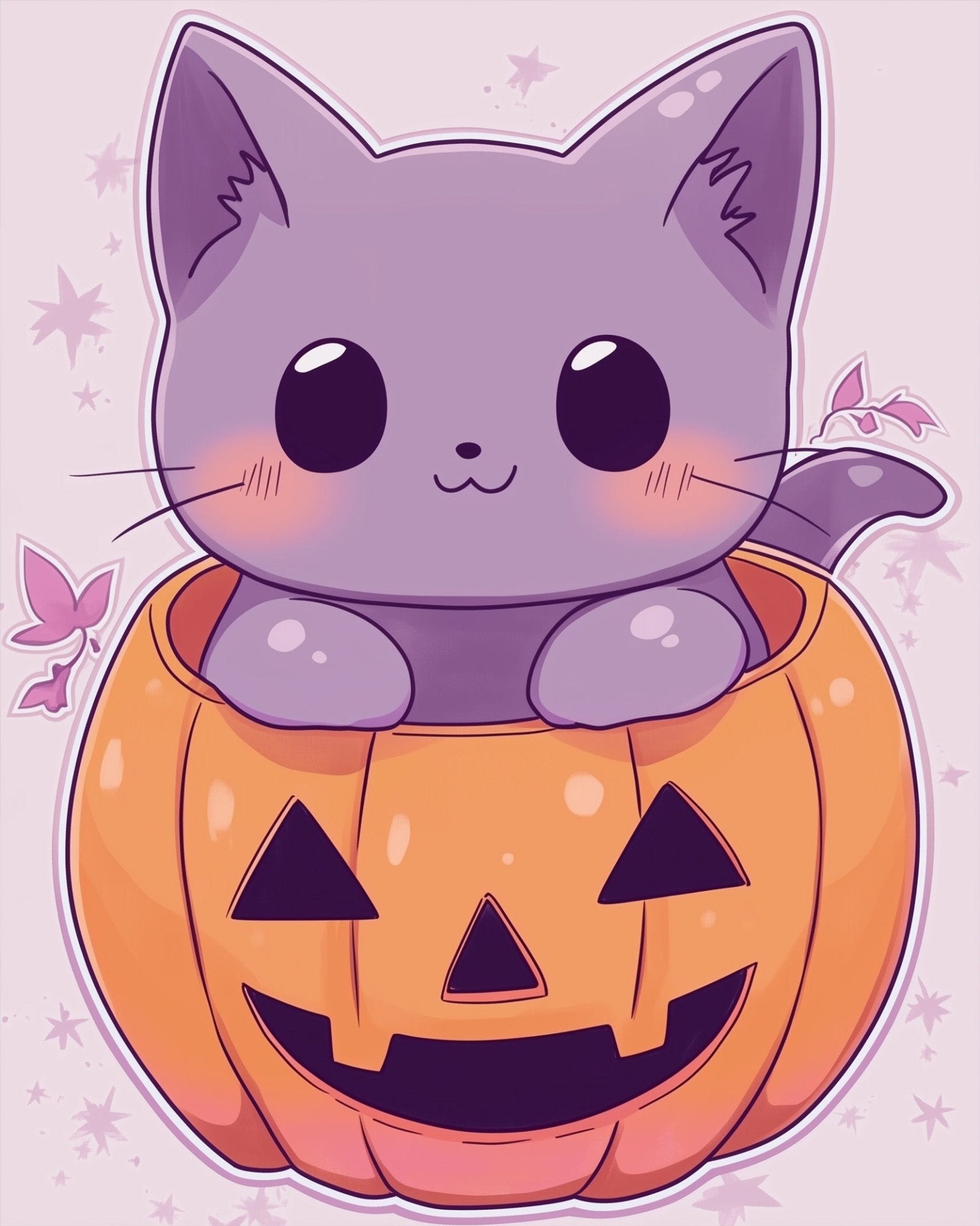 Cute Cat in Pumpkin - Halloween - miicreative