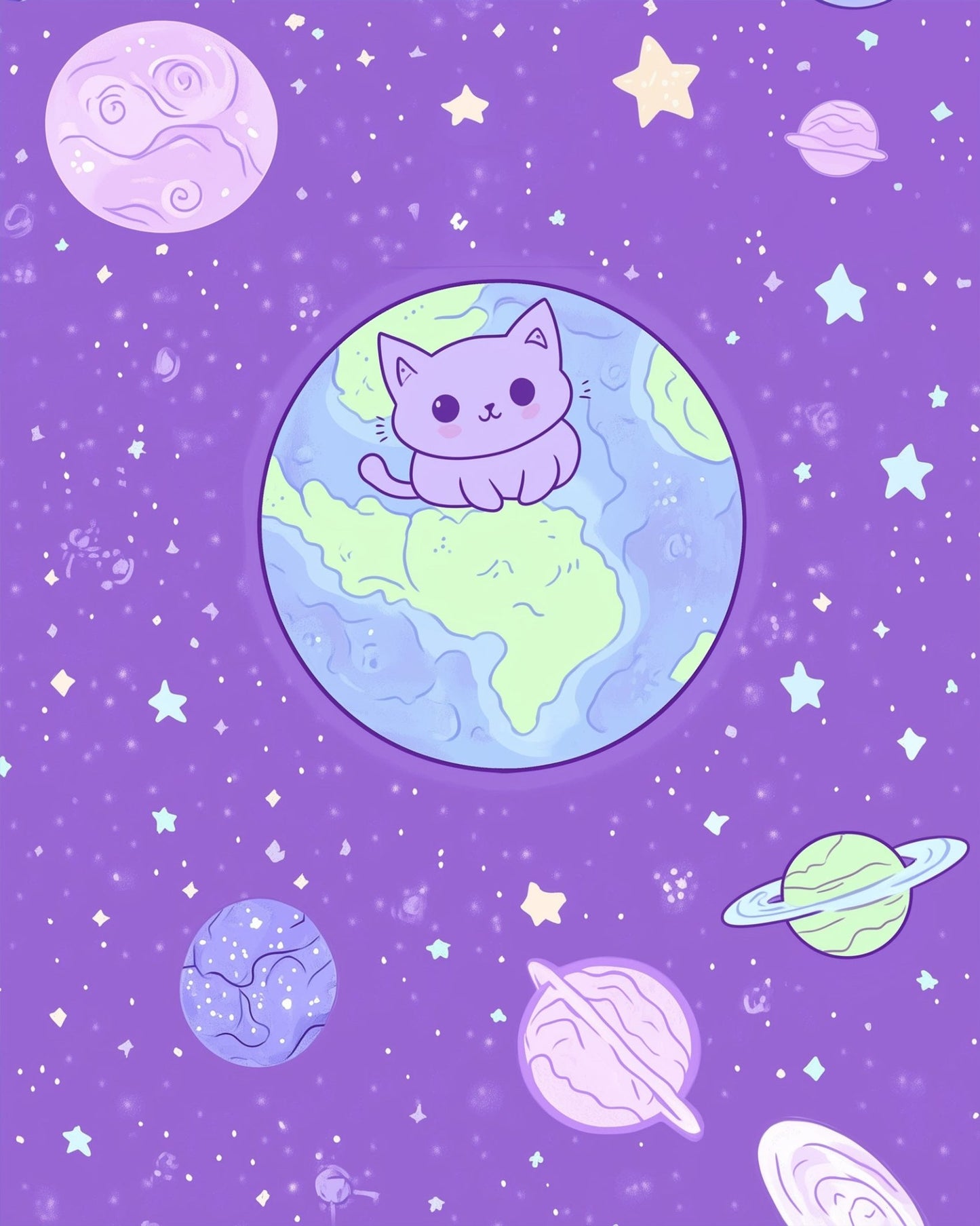 Cute Space Cat - Galaxies - miicreative